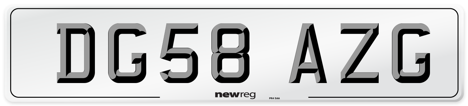 DG58 AZG Number Plate from New Reg
